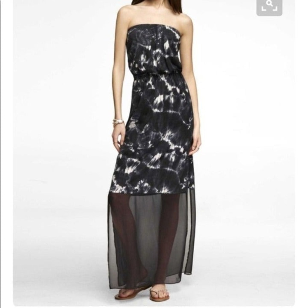 EXPRESS Rare Strapless Black and white‎ Maxi Dress
